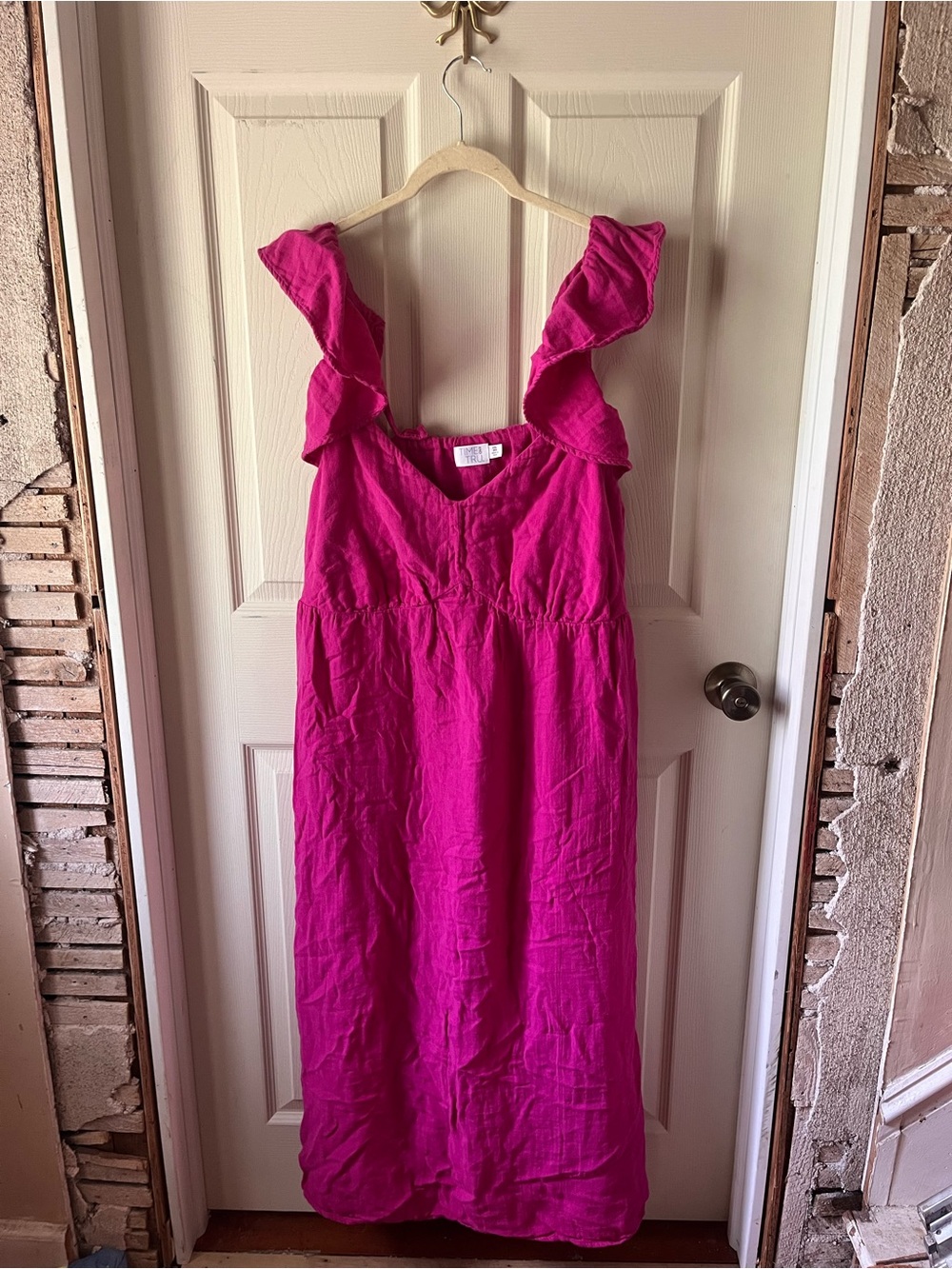 Time and Tru Hot Pink Ruffle Strap Sundress